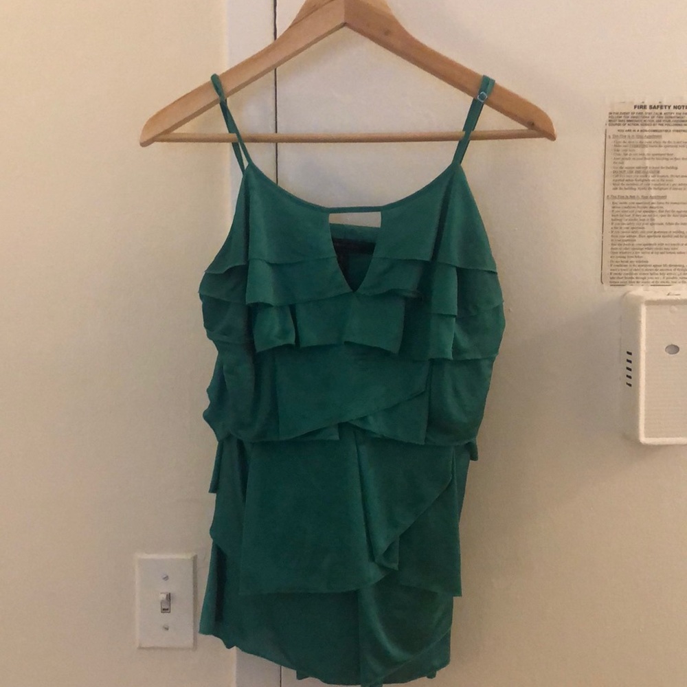 Teal silky night out shirt